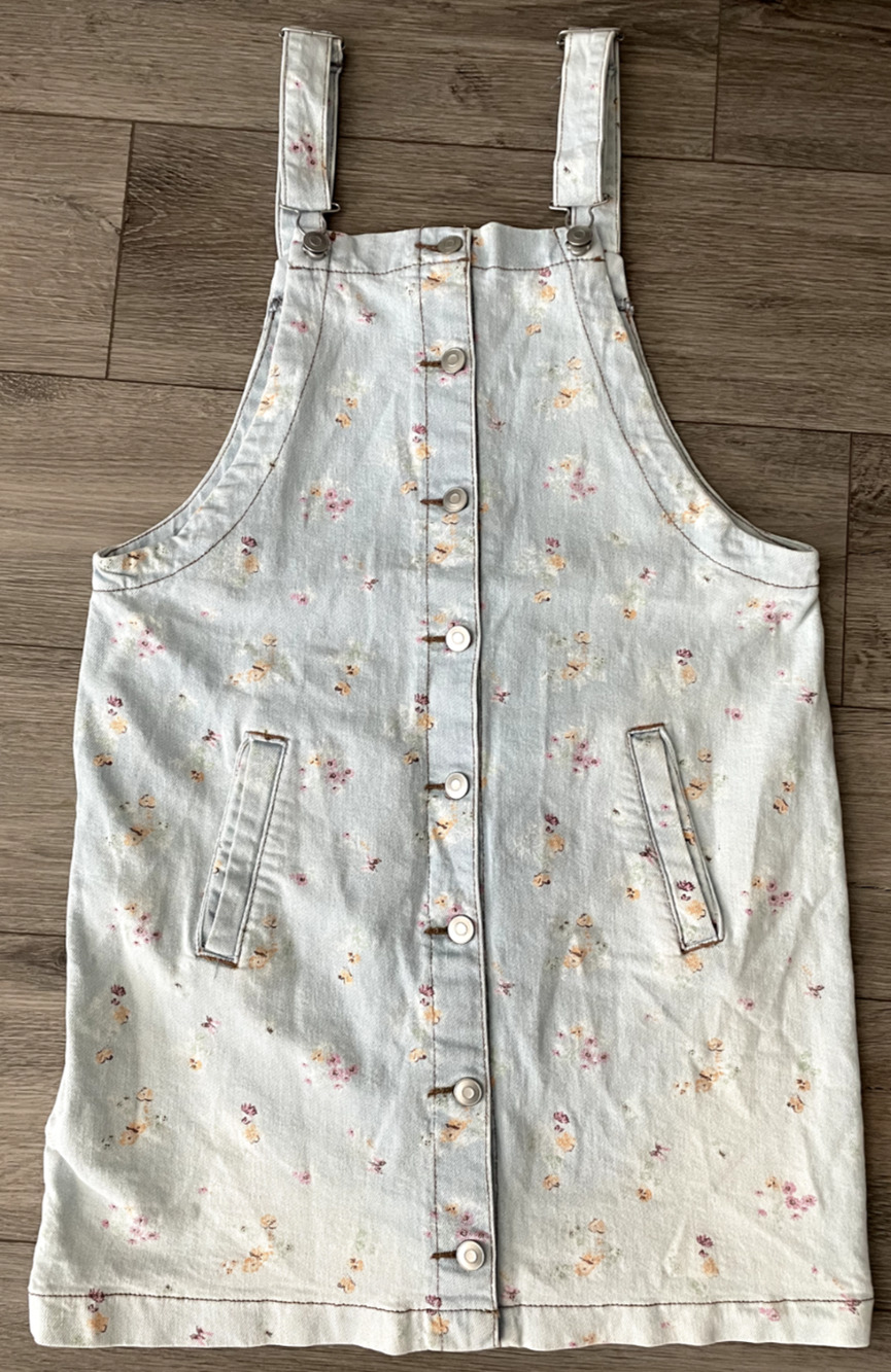 Celebrity Pink Women’s Floral Denim Overall Dress Medium